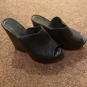 Black slip on wedges!